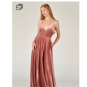 A-Line Floor Length Velvet Bridesmaid Dress CB0368